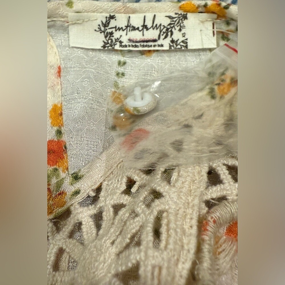 New Free People Bali Tate Blousey Bodysuit Floral Top Tapioca Boho Crochet XS - Picture 6 of 7